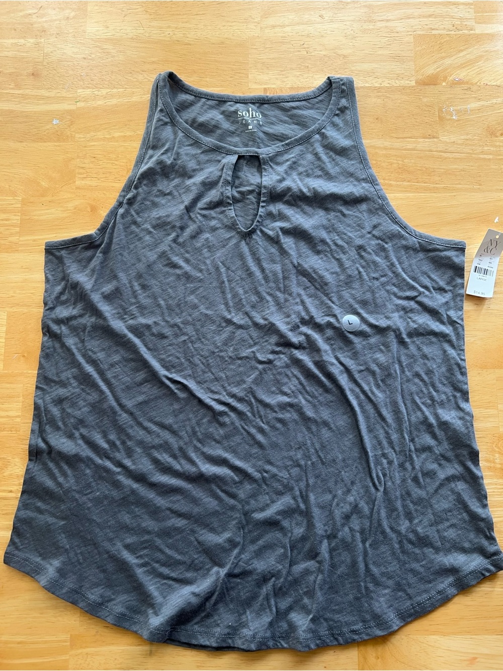 NWT Soho NewYork&Company Charcoal Gray Sleeveless Keyhole Tank